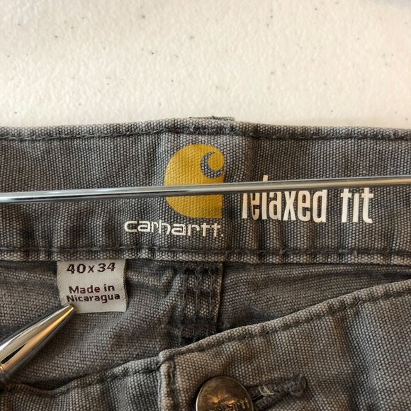 Carhartt Work Pant Relaxed Fit Rugged Flex Canvas Gray 102291 40x34 Actual 40x32 - Picture 9 of 10